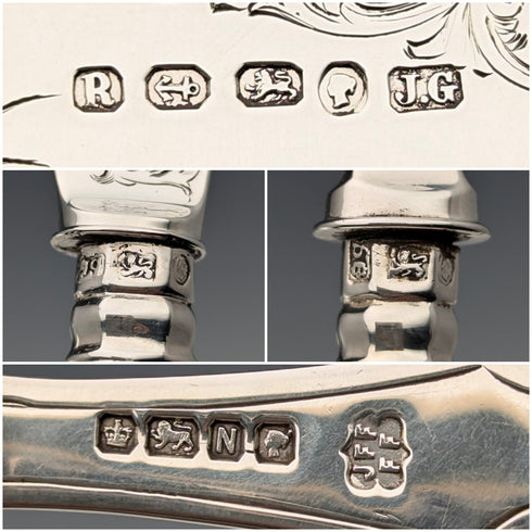1836 年英國古董純銀魚餐具 3 對共 319 克 Charles Needham